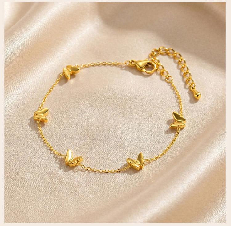 Edelstahl Schmetterling Charm Armband für Damen Zierlich Anlaufgeschützt Wasserdicht Schmuck