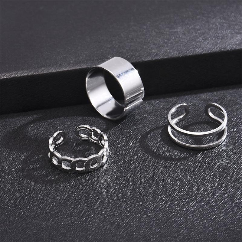 Minimalist Three-Piece Women's Ring Set: Trendy Open Tail, Index Finger, and Band Designs