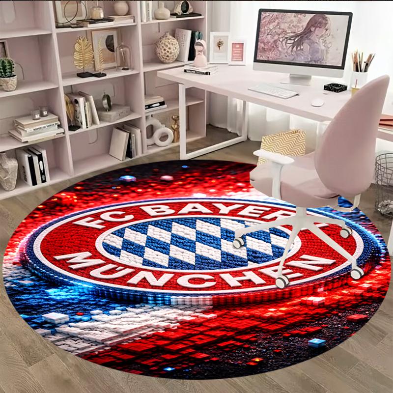1pc B-Bayern Munich Carpet, Round Rug, Comfortable, Suitable for Entryways, Living Rooms, Office, And Bedrooms, Christmas Decoration