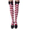 Festival-Schleifenakzent Gestreifte Lange Socken für Damen Weihnachtsfeiern Cosplay Oberschenkelhoch Über dem Knie Strümpfe Strumpfwaren