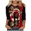 Women's Fashion Casual Print Round Neck Long Sleeve Loose Sweater Top