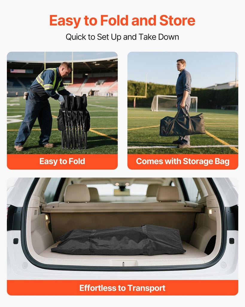 Portable Folding Bench, 4 Seat Foldable Soccer Bench with Side Pockets and Carrying Bag, Lightweight Sideline Seating with Back Rest for Football,