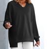 Women's Loose And Comfortable Solid Color V-neck Loose Sportswear Sweatshirt