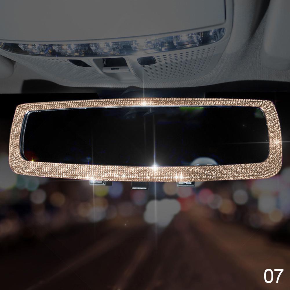 New Rhinestone Car Rearview Mirror Car Charm Bling Rearview Mirror Cover for Girls Pink Auto Accessories Interior for Woman