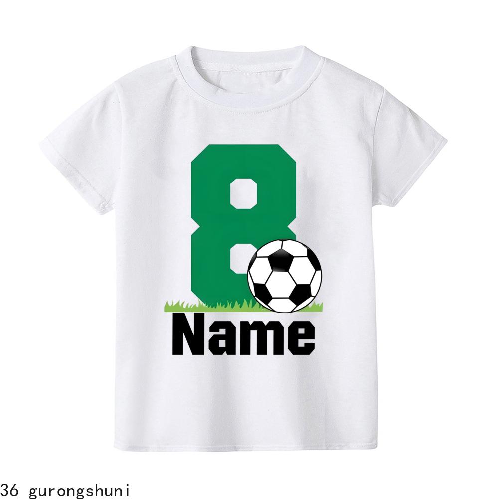 Personalize Name Free  Football Birthday Number 1-9 Print Kid T-shirt Child Tshirt Short Sleeve Fashion Tee Top Summer Clothes