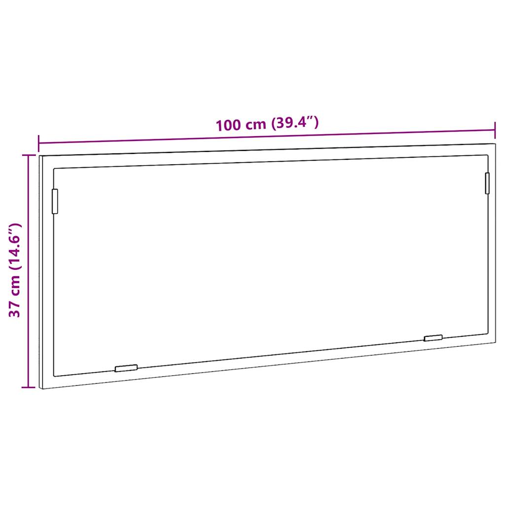 LED Bathroom Mirror with Rustic Wood Effect 100 x 8.5 x 37 cm Engineered Wood