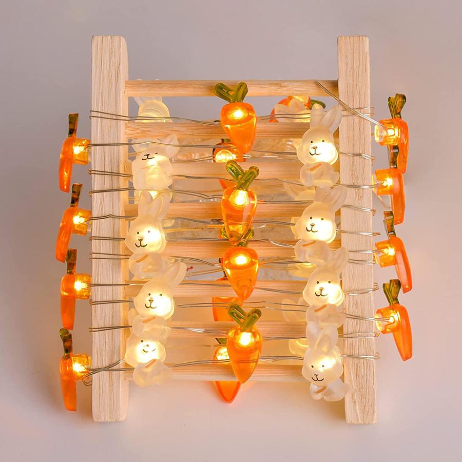 LED Carrot Rabbit Shaped Revival Festival Decorative Light String Easter Copper Wire Lamp Decorative Colorful Light