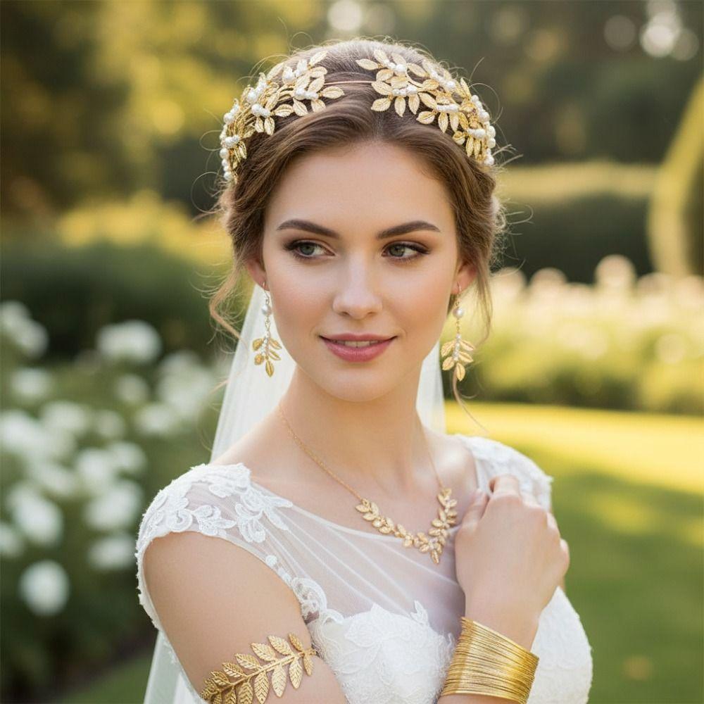 Gold Greek Goddess Hair Jewelry Bridal Earrings Rhinestone Jewelry Set  Hair Accessories