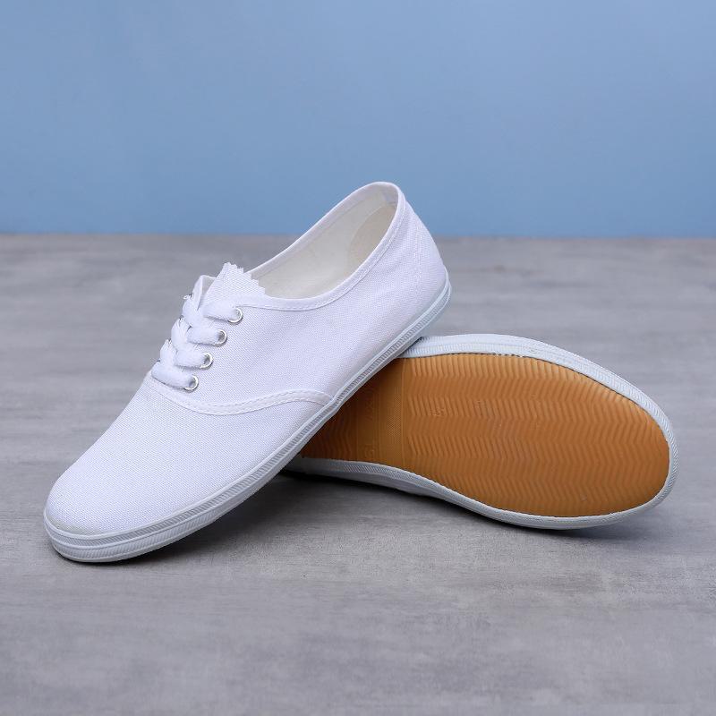 Dětské bílé plátěné a síťované tenisky pro tanec, gymnastiku a školní představení