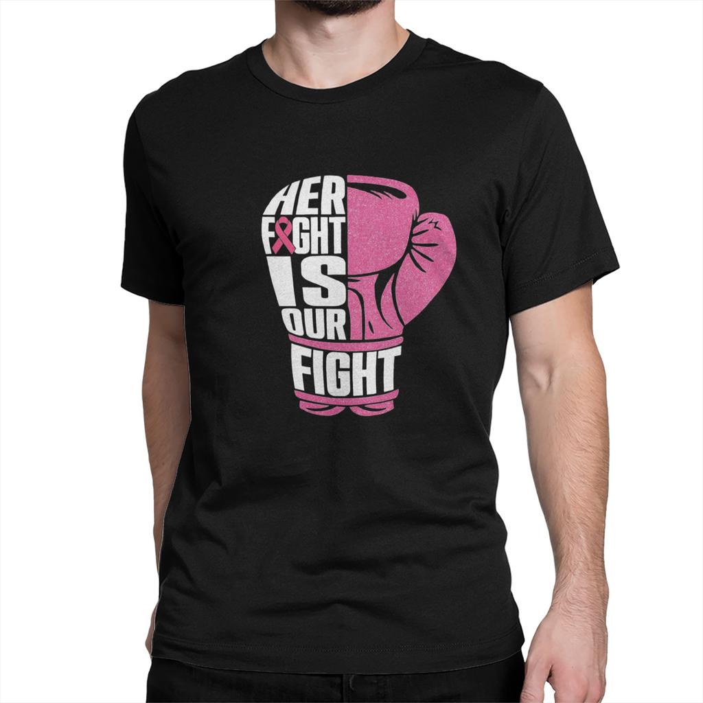 Fight Is Our Fight Breast Cancers T-Shirt Summer Fashion T Shirts Men's Pure Cotton Breathable Clothes Short Sleeves Vintage Top