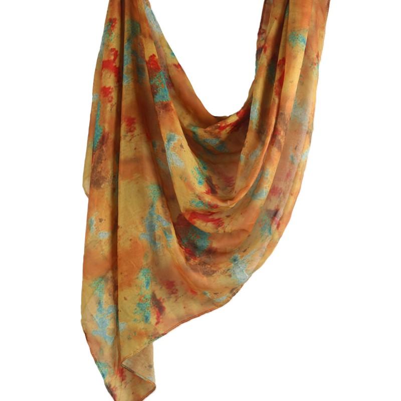 Watercolor Print Cotton Scarf Women 180x80cm Lightweight Wrap Shawl Ethnic Style Headscarf All Season Fashion Accessory