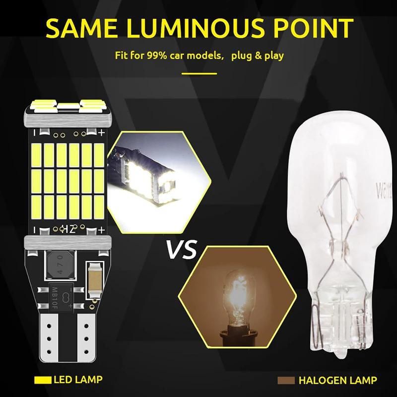 2 PCS T15 W16W 921 912 T16 902 LED Bulbs High Power 45pcs 4014SMD Super Bright 1200LM Replace For Car Reversing Light 12v White