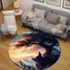 Handmade Style Round Pop Art Multicolor Accent Rug, Non-Slip Floor Mat for Kitchen