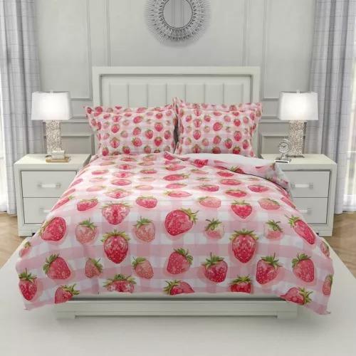 Carton Strawbery Soft Duvet Cover Set Bed Decoration First Choice Gift Suitable for Children Kids plus Adult Peoples Comfortable Breathable