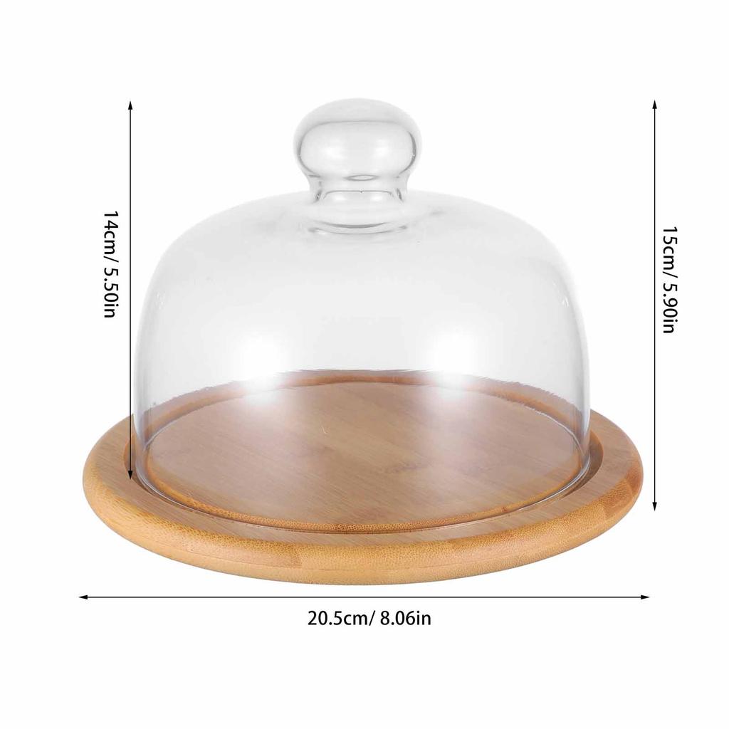 1Pcs Dessert Tray with Glass Cover Cake Plate Multipurpose Food Serving Stable Pastry Plate Housewarming Gift