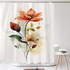 Watercolour Flower White Shower Curtain Simple Style 3D Plant Flowers Waterproof Polyester Bathroom Curtains Bath Screen Decor