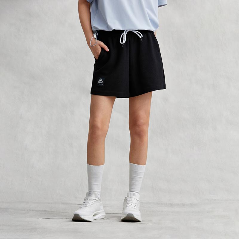 Kappa Player Series Solid Color Versatile Sport Simple Non-Fading Casual Shorts Women shorts Black K0E42DY82-990
