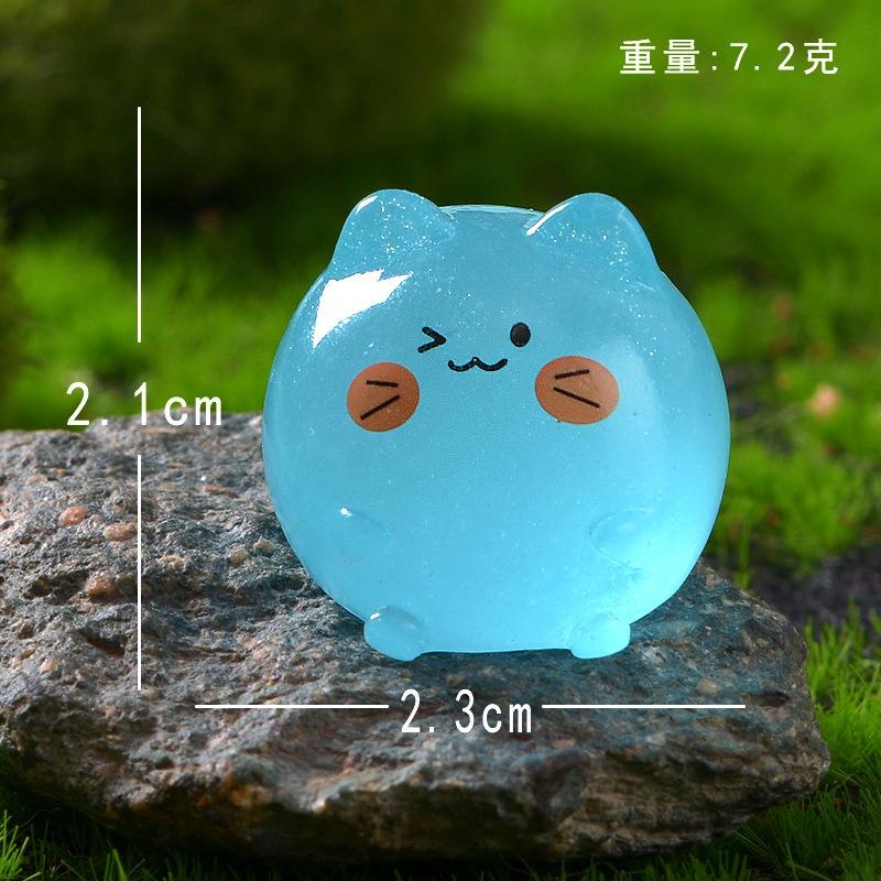 7Pcs Cute Luminous Kitten Micro Landscape Gardening Ornament Cartoon Diy Transparent Color Kitten Resin Accessories