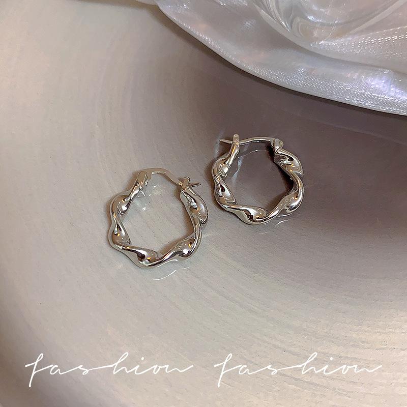 Серьги-волны легкой роскоши, серьги в холодном стиле, серебряная игла, высококачественные серьги-гвоздики, уникальные серьги, серьги