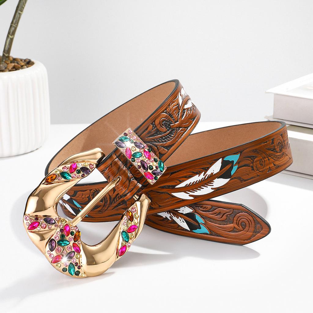 Fashion Floral Pattern Ladies Girdle Belt Stylish Versatile Waist Accessories For Women Trendy Design European And American Style