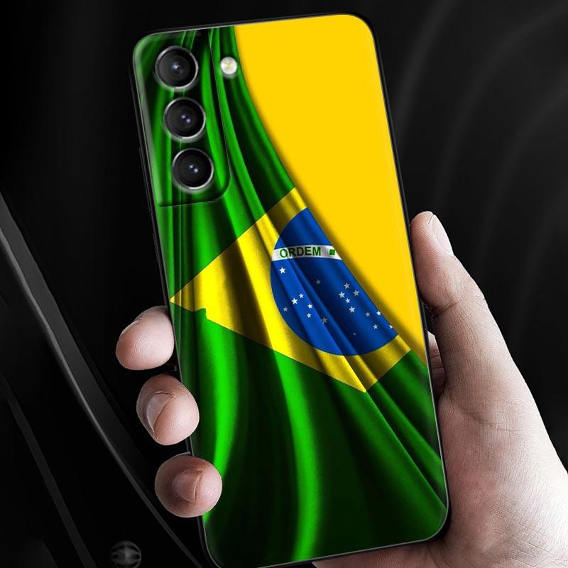 Brazil Flag Silicone Case For Samsung S23 Ultra S24 5G S21 S20 FE Back Cover Galaxy S22 s23 S24 S10 Plus Case Brazilian Football