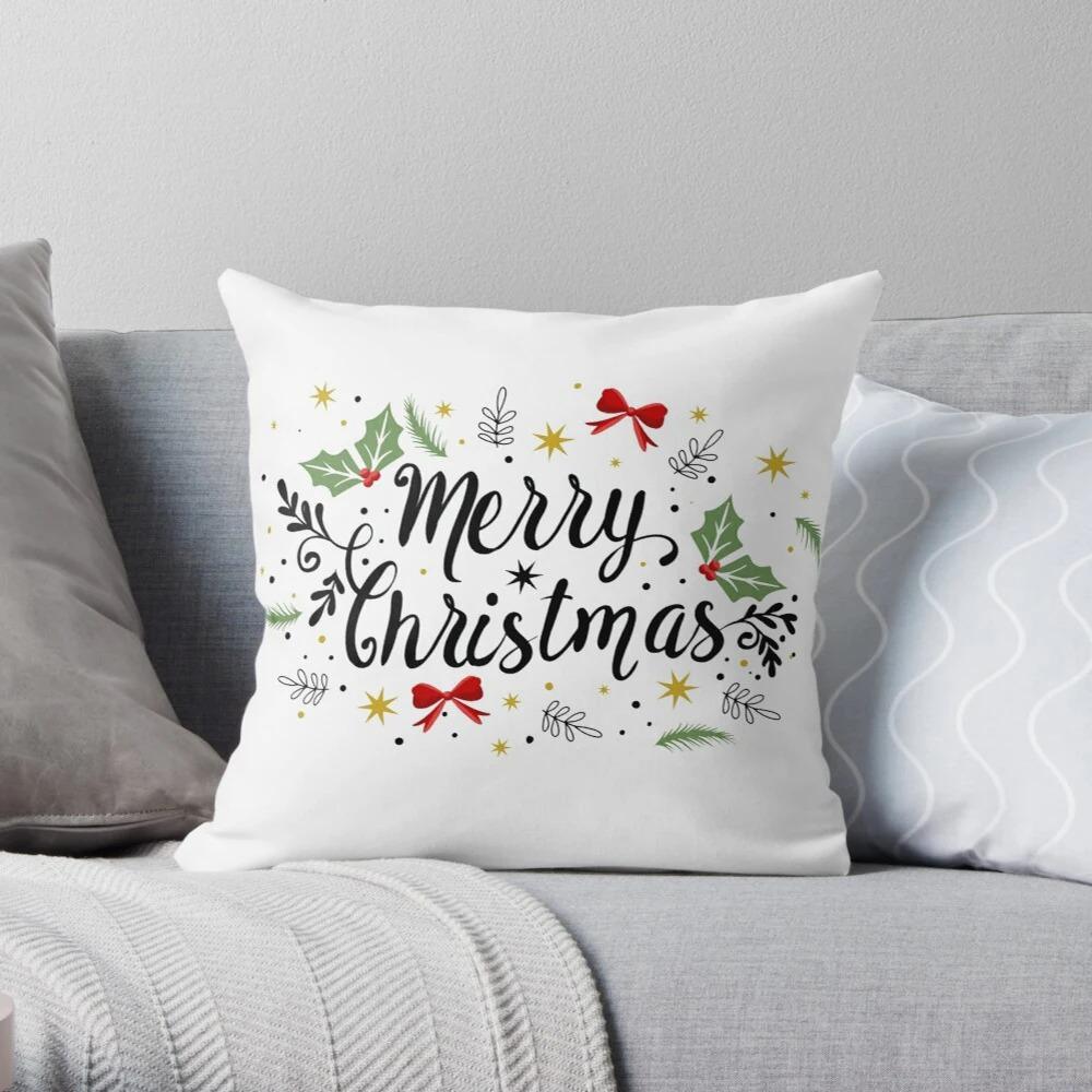 Merry Christmas Decoration Home Pillowcase Cushion Cover Autumn 45X45Cm Red Living Room Sofa Bed Pillowcase