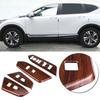 4Pcs Interior Inner Window Switch Panel Cover Tirm for Honda CRV 2017 (Peach Wood Grain)