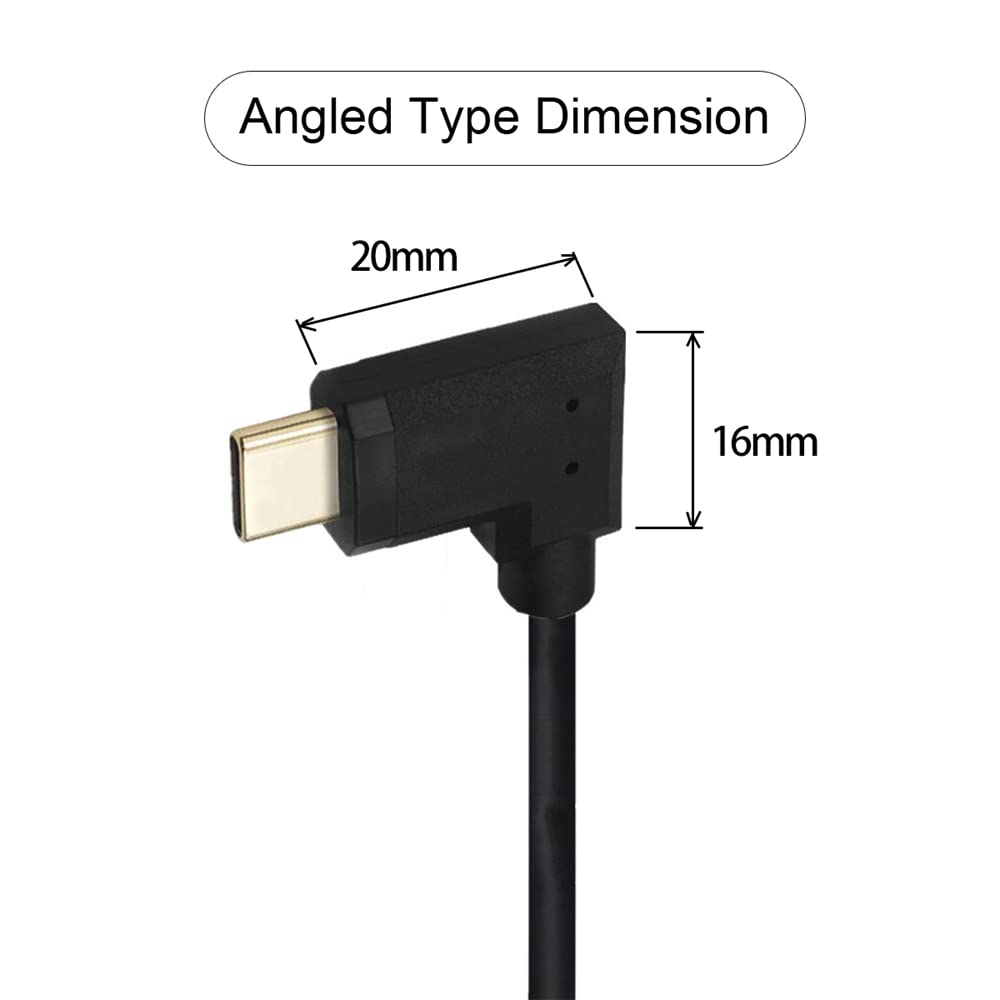 NFHK 90 Degree Angled to USB Type C Male to Female Extension Data 30cm USB-C 3.1 Cable,