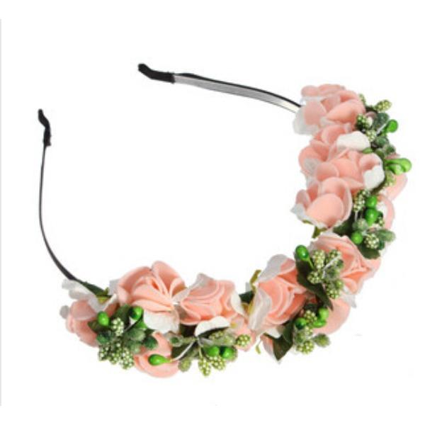 Flower Heads Boho Hair Garland Girl Beach Crown Hair Band Headband Wedding Hair Accessories Headwear for Girls Kids