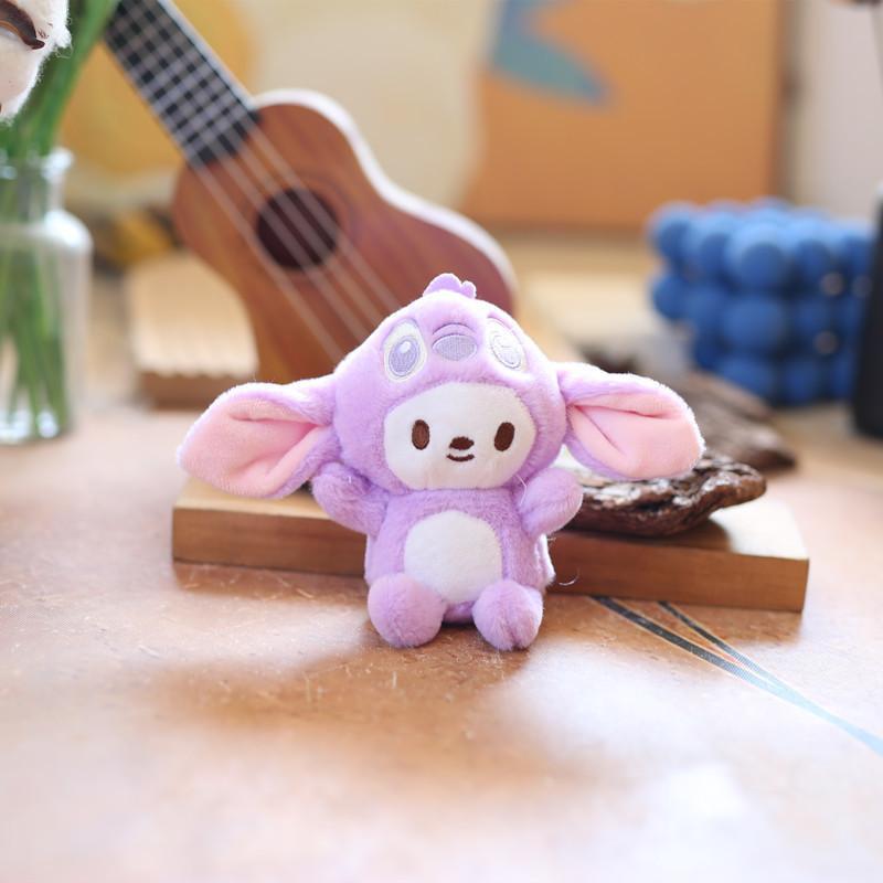 

Cute And Fluffy Stitch Plush Keychain In Pink Purple Blue Yellow 13cm фиолетовый