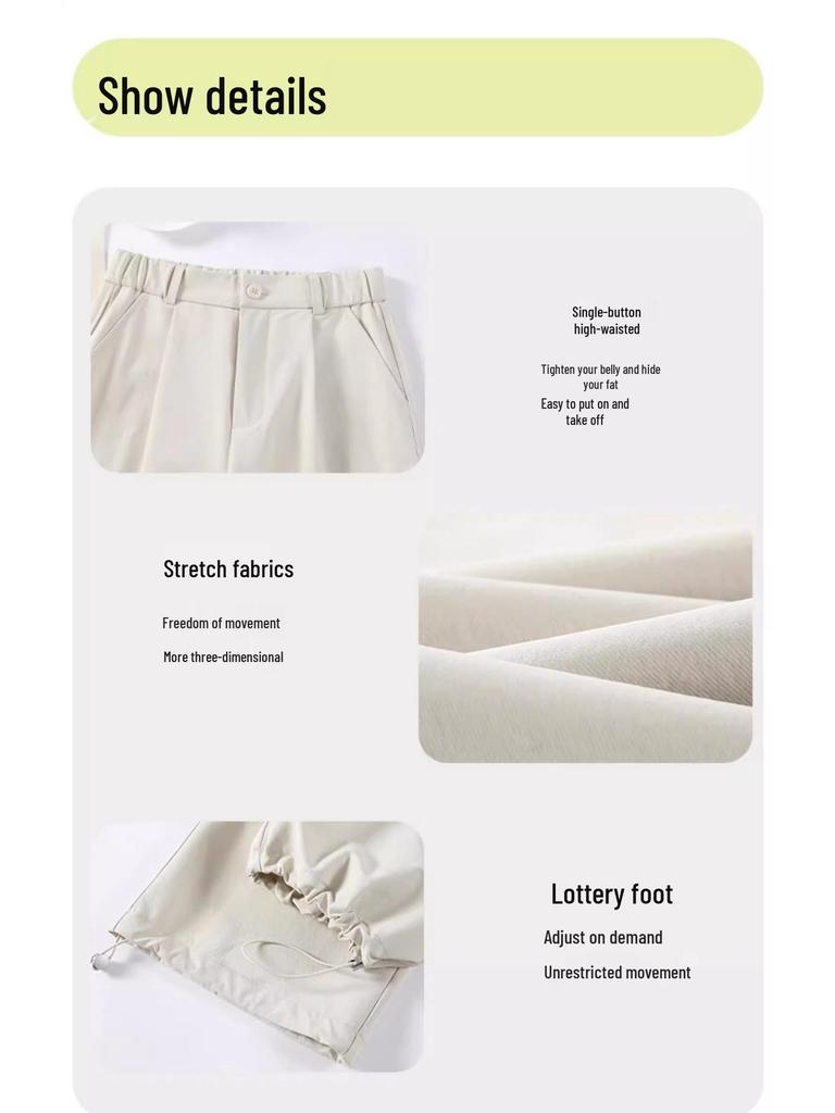 Women's 2025 Spring High-Waist White Wide-Leg Cargo Joggers