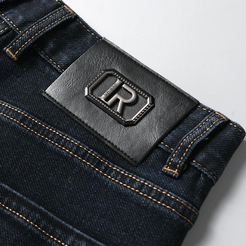 ROMON Men's Thickened Straight-Leg Jeans