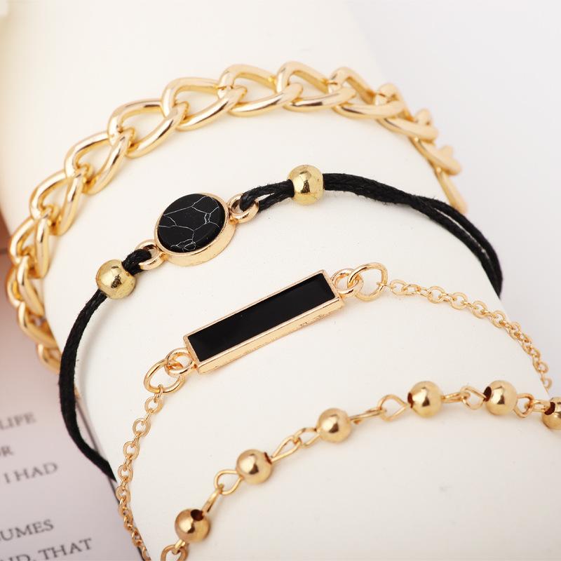 European and American personality black turquoise pattern bracelet, paper clip, black square trend temperament 1 piece jewelry