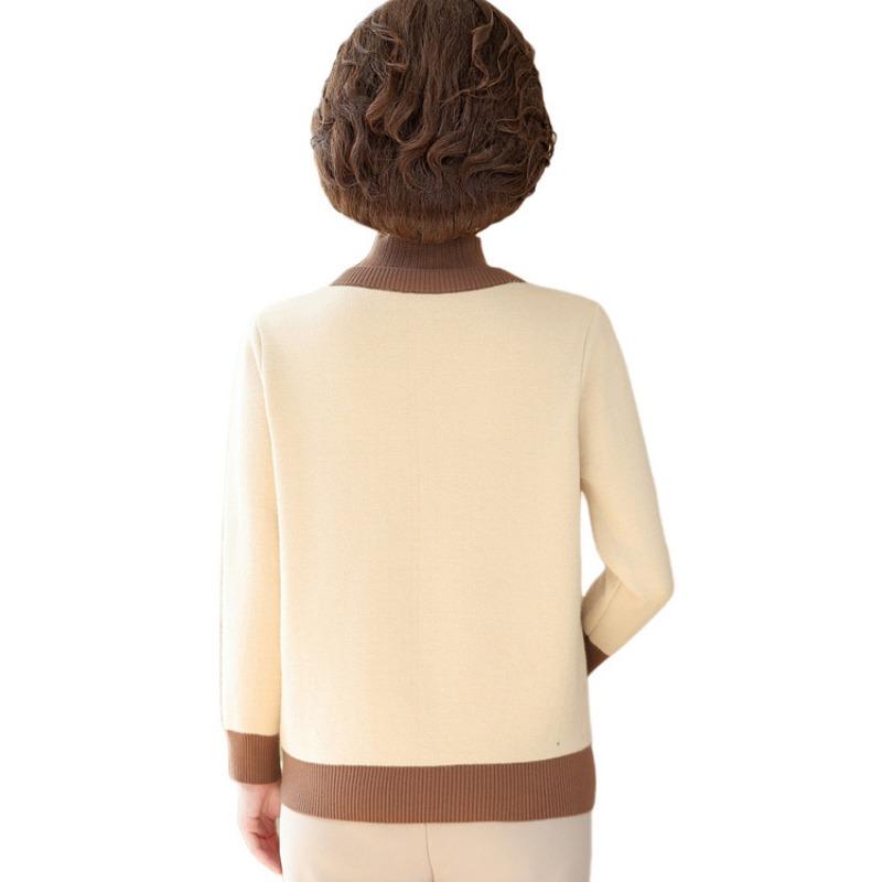 Mid-mother Autumn and Winter Sweater Integrated Fleece Knitted Bottoming Shirt New Women's Clothing Fleece Thickened Top