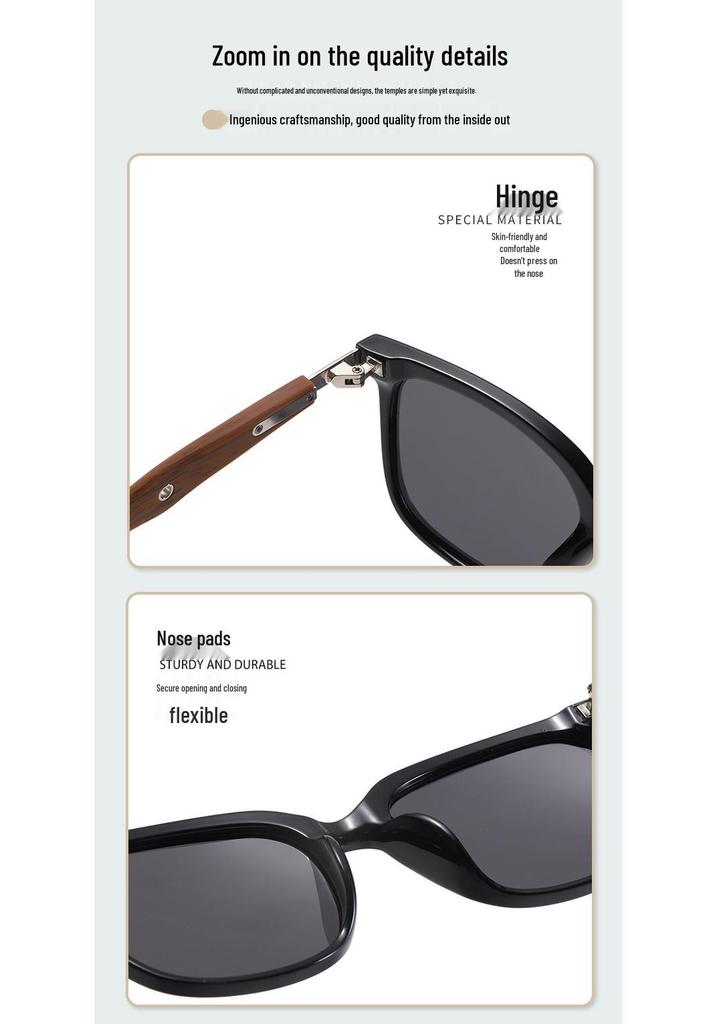 Stylish HD Polarized Sunglasses with Wood Grain Legs for Men & Women - Trendy UV Protection for Summer