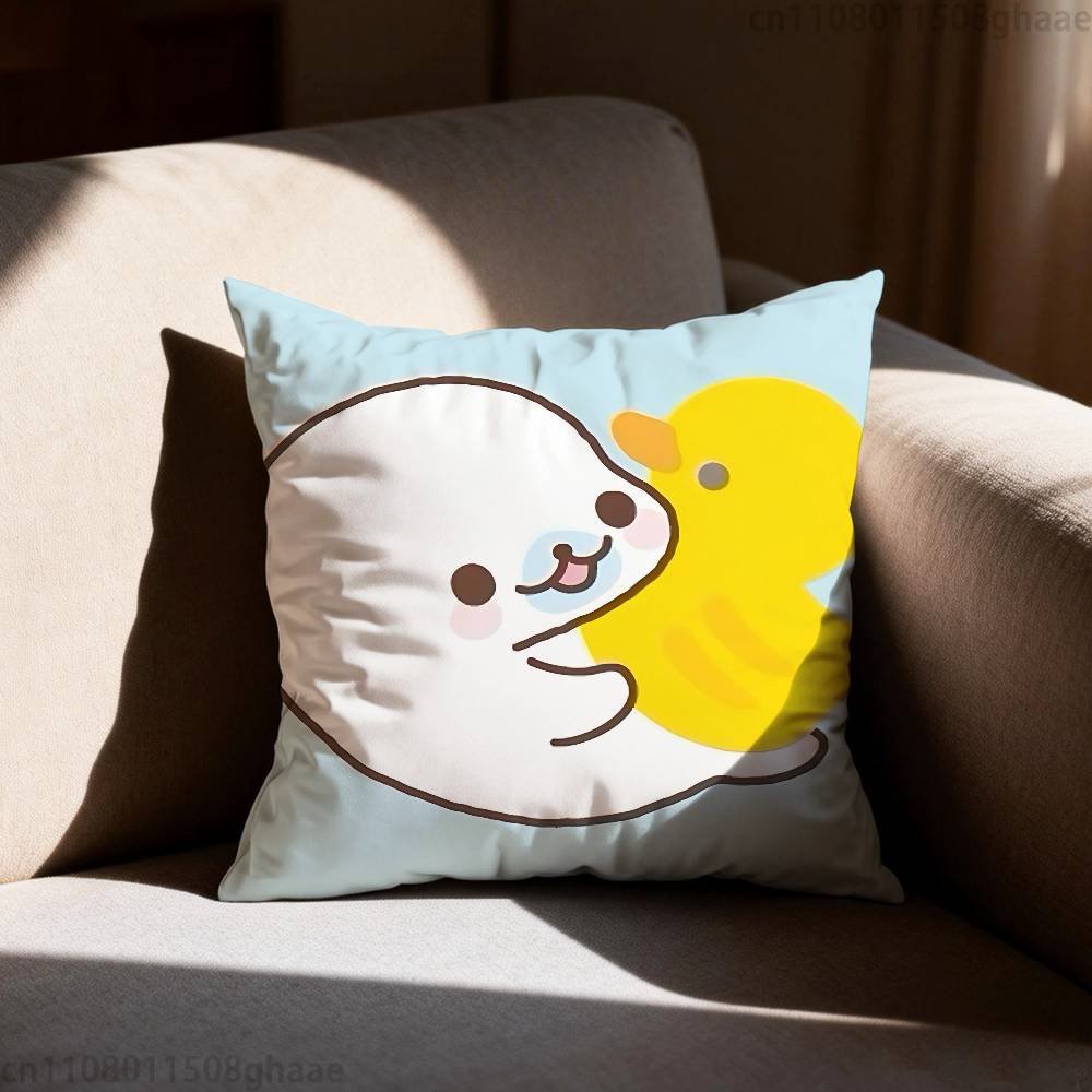 PINK Kawaii MMamegoma Pillow Case Square DoubleSided Printing Short Plush Sofa Cushion Cover Bedroom Bedside Pillow