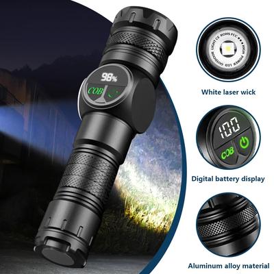 Rechargeable LED Flashlight Powerful Battery Flash Light  with Tail Magnet Zoom Torch Light Long Range Lamp for Camping