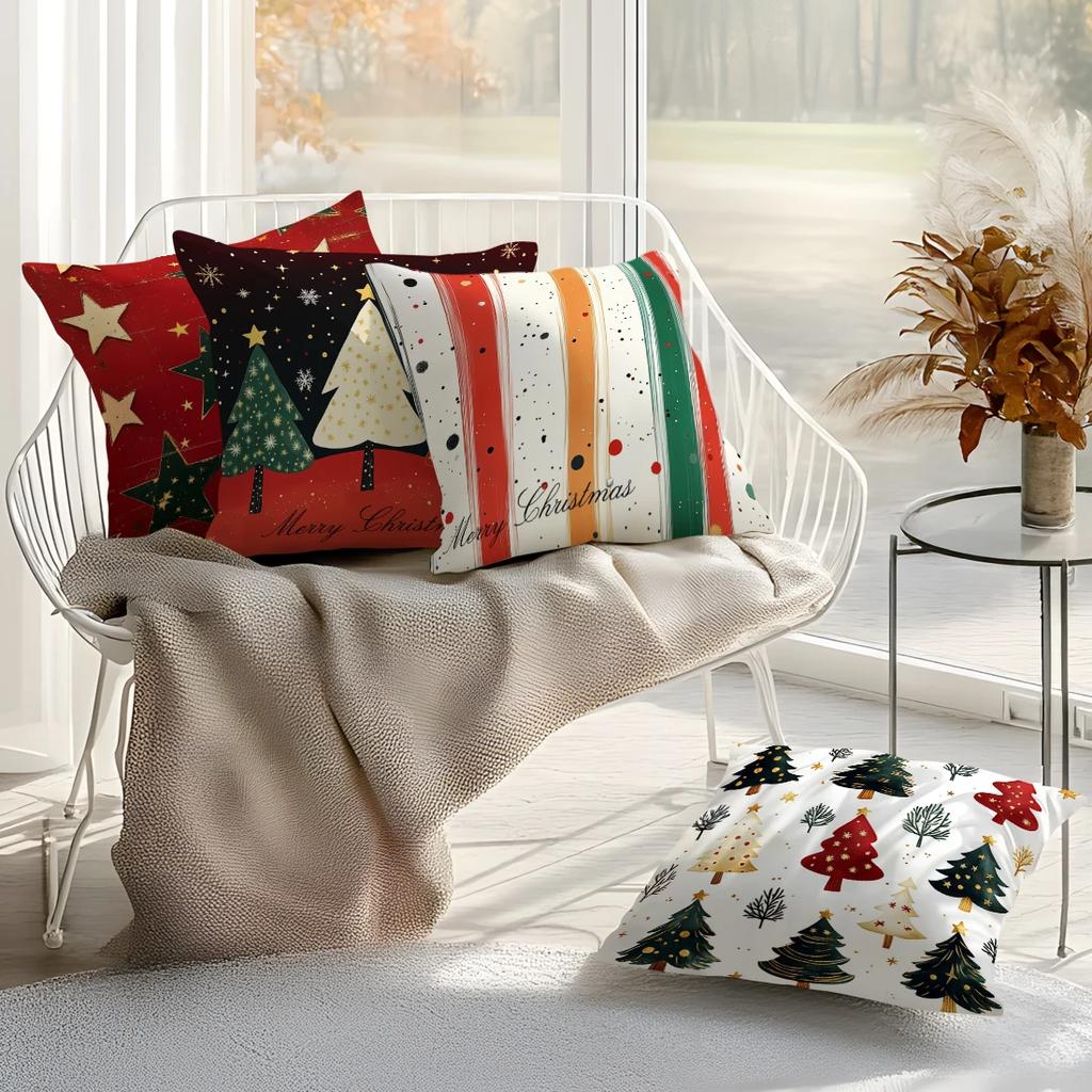Christmas Tree Pillowcase Cushion 100% Polyester 45X45Cm Throw Pillow Cover Sofa Chair Bed Cushion Cover Pillowslip Home Decor