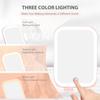 Travel Mirror with Light, Rechargeable Portable Makeup Mirror with Battery-Powered, 3 Colors LED Lighting, Dimmable Touch Screen Vanity Lighted