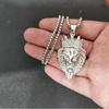 AAA CZ Crown Lion King Pendant Gold Silver Plated Punk Hip Hop Animal Lion Lion Head Men's Stainless Titanium Steel Necklace
