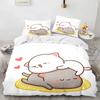 3D Cartoon Lovely Peach Cat Bedding Set Boys Girls Twin Queen Size Duvet Cover Pillowcase Bed Kids Adult Fashion Home Textiles