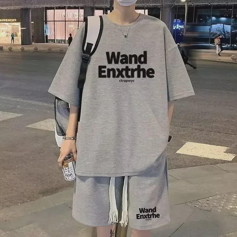 Summer Youth Casual Shorts & Short-Sleeve Suit - Men's Loose Fit, Large Size for Junior High