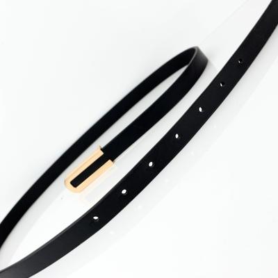 100cm Fashionable and Versatile Black Leather Thin Belt for Women, Decorative Dress Simple Korean Style Suit  White Small Belt