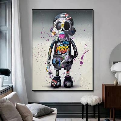 Tavole su Tela con Graffiti Artistici Pop Art Poster e Stampe con Teschio Arte da Parete per Soggiorno Decorazione Casa Cuadros