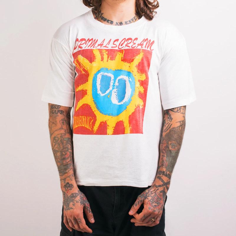 Hot 1984 British Acid Rock Primal Scream Band American Casual Red ShortSleeved TShirt