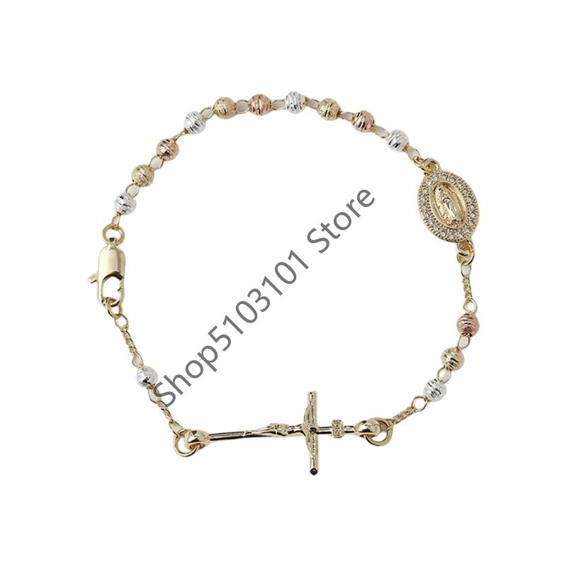 Virgin Mary Rosary Bead Bracelet for Women Style Cross Bracelet Fashion Accessories Religion Bangle Jewelry