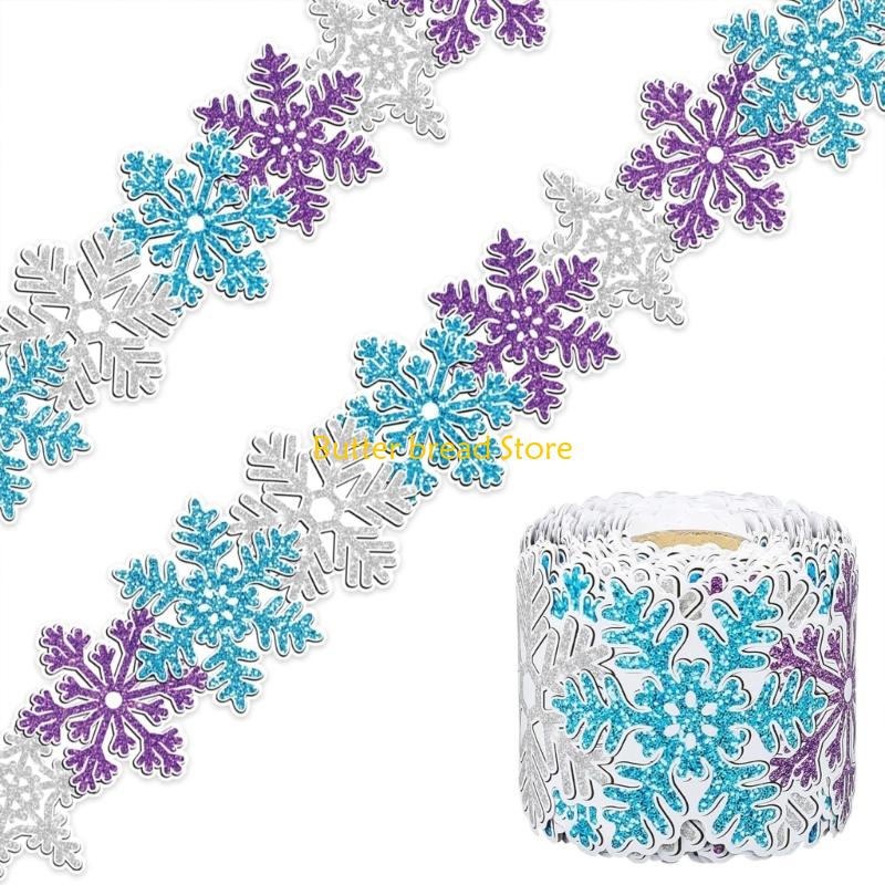 W89C Snowflake Bulletin Board Boarder Scalloped Border Trims for School Decoration