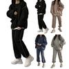 Yousheng - Conjunto de 2 piezas para mujer, top y pantalón, cuello redondo, manga larga, sudadera de color liso, cintura elástica, pantalones holgados, conjunto deportivo, chándal para otoño y primavera