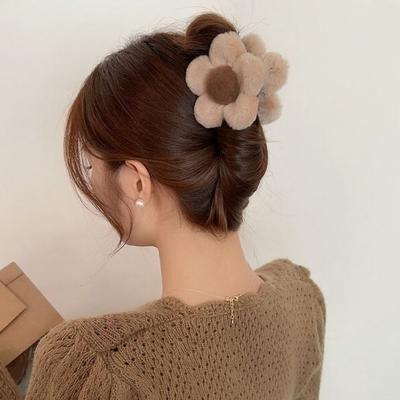 Haarklauw Pluche Bloemvormige Haarklem Achterhoofd Haarklem Lichtgewicht Vrouwen Haarstyling Tool Haaraccessoires