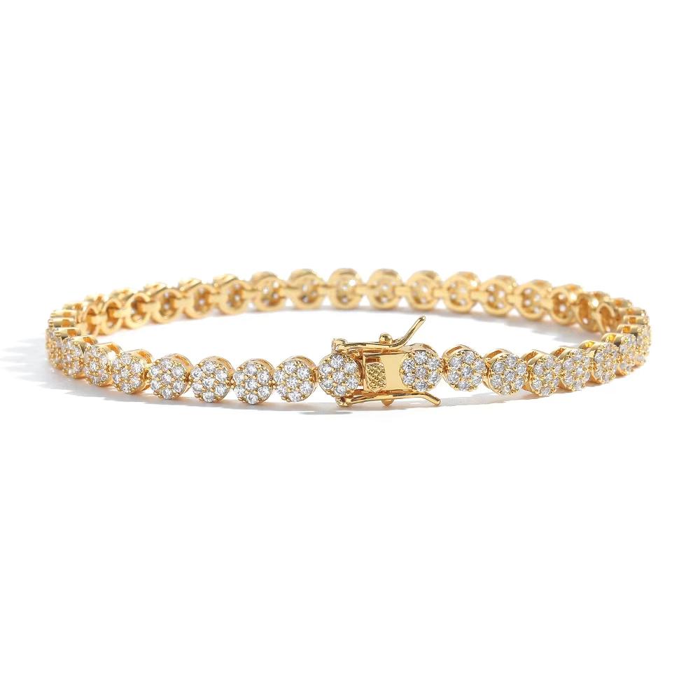 Fashion Hip Hop Jewelry Geometric Round Zircon Tennis Bracelet 5mm Bling CZ Iced Out Round Tennis Bracelet for Women and Men